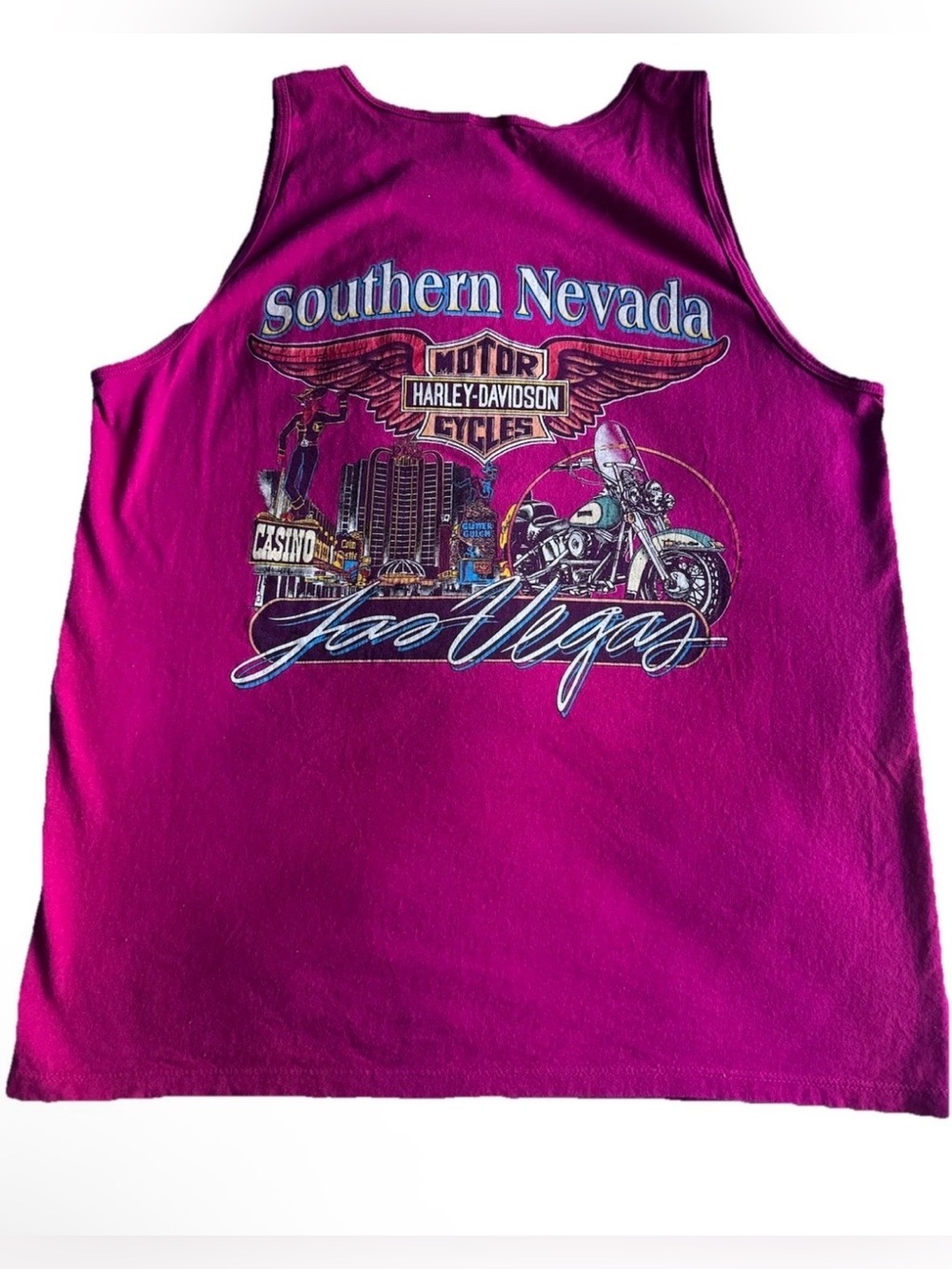 Harley Davidson Vintage 90s Men’s  Tank Top Pink Las Vegas Motorcycle XL